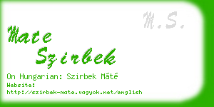 mate szirbek business card