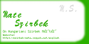 mate szirbek business card